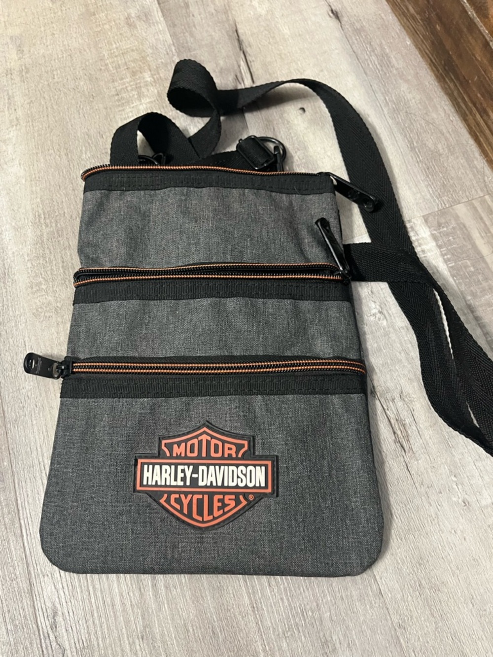 Harley-Davidson Gray and Orange Crossbody Messenger Bag